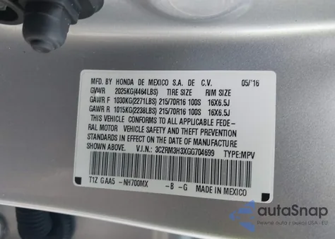 2016 Honda Cr-V Lx from USA, damaged, VIN 3CZRM3H3XGG704699